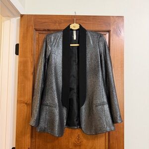 Mural Metallic Silver and Black Blazer